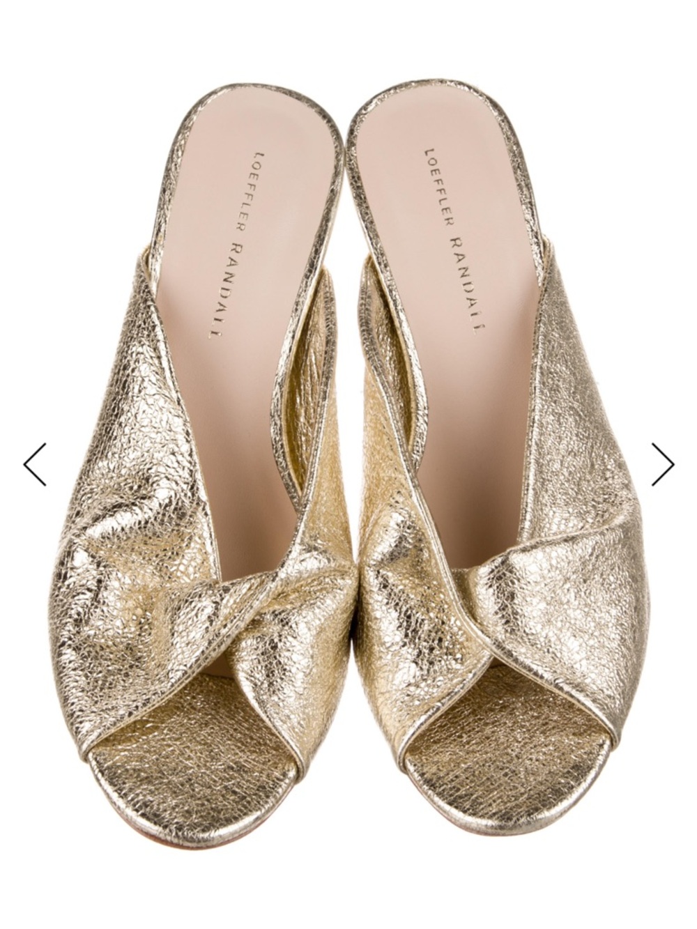 Loeffler Randall Laurel Gold Crinkle Metallic Heeled Sandals - Picture 2 of 5